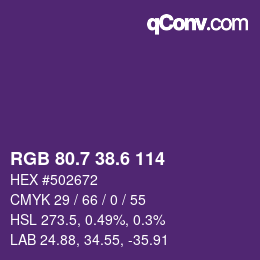 カラーコード: RGB 80.7 38.6 114 | qconv.com