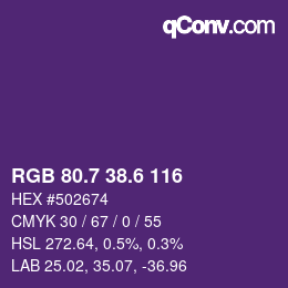 カラーコード: RGB 80.7 38.6 116 | qconv.com