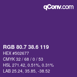 カラーコード: RGB 80.7 38.6 119 | qconv.com
