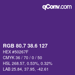 カラーコード: RGB 80.7 38.6 127 | qconv.com