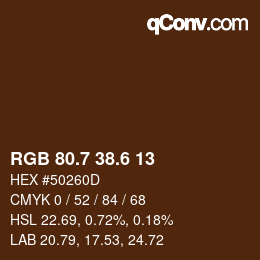 カラーコード: RGB 80.7 38.6 13 | qconv.com