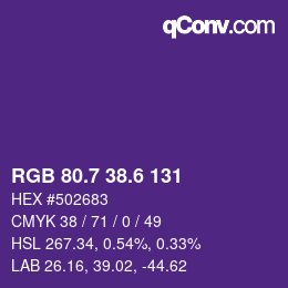 カラーコード: RGB 80.7 38.6 131 | qconv.com
