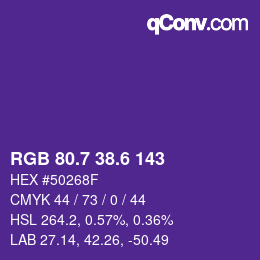 カラーコード: RGB 80.7 38.6 143 | qconv.com