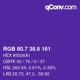 カラーコード: RGB 80.7 38.6 161 | qconv.com