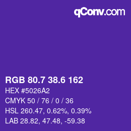 カラーコード: RGB 80.7 38.6 162 | qconv.com