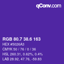 カラーコード: RGB 80.7 38.6 163 | qconv.com