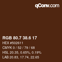 カラーコード: RGB 80.7 38.6 17 | qconv.com