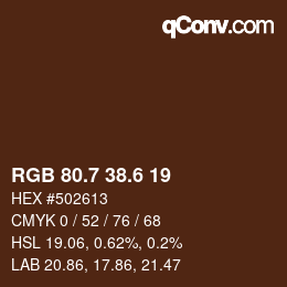 カラーコード: RGB 80.7 38.6 19 | qconv.com