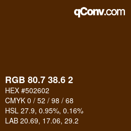 カラーコード: RGB 80.7 38.6 2 | qconv.com