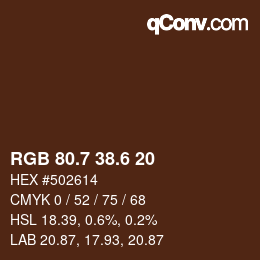 カラーコード: RGB 80.7 38.6 20 | qconv.com