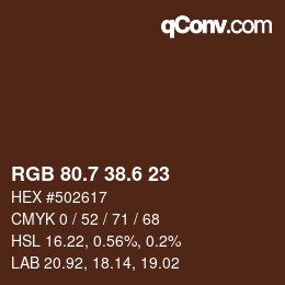 カラーコード: RGB 80.7 38.6 23 | qconv.com