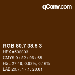 カラーコード: RGB 80.7 38.6 3 | qconv.com