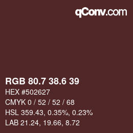 カラーコード: RGB 80.7 38.6 39 | qconv.com
