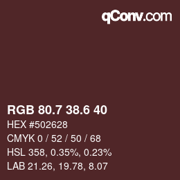 カラーコード: RGB 80.7 38.6 40 | qconv.com