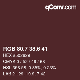 カラーコード: RGB 80.7 38.6 41 | qconv.com