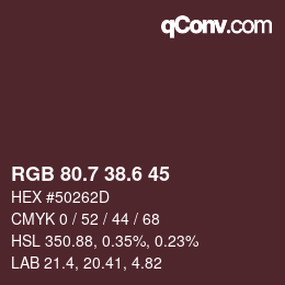 カラーコード: RGB 80.7 38.6 45 | qconv.com