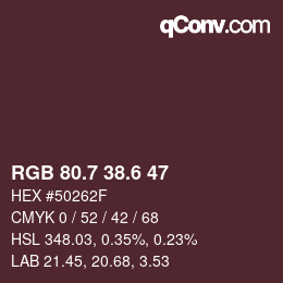 カラーコード: RGB 80.7 38.6 47 | qconv.com