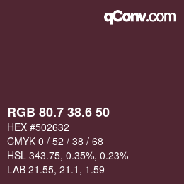 カラーコード: RGB 80.7 38.6 50 | qconv.com