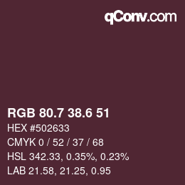 カラーコード: RGB 80.7 38.6 51 | qconv.com