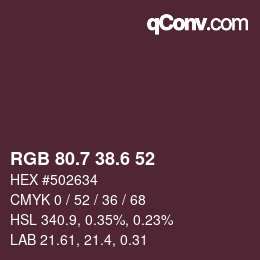 カラーコード: RGB 80.7 38.6 52 | qconv.com