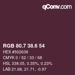 カラーコード: RGB 80.7 38.6 54 | qconv.com