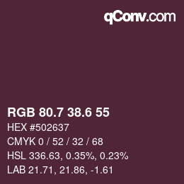 カラーコード: RGB 80.7 38.6 55 | qconv.com
