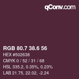 カラーコード: RGB 80.7 38.6 56 | qconv.com