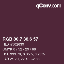 カラーコード: RGB 80.7 38.6 57 | qconv.com
