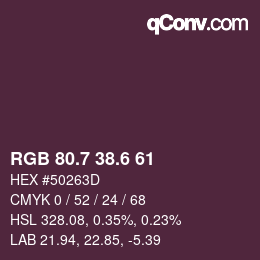 カラーコード: RGB 80.7 38.6 61 | qconv.com