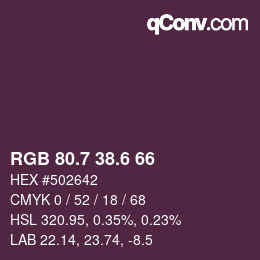 カラーコード: RGB 80.7 38.6 66 | qconv.com