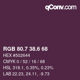 カラーコード: RGB 80.7 38.6 68 | qconv.com