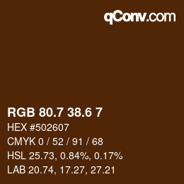 カラーコード: RGB 80.7 38.6 7 | qconv.com