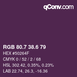 カラーコード: RGB 80.7 38.6 79 | qconv.com