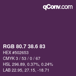 カラーコード: RGB 80.7 38.6 83 | qconv.com