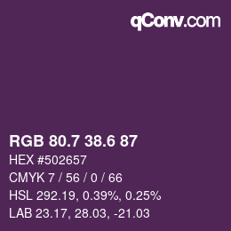 カラーコード: RGB 80.7 38.6 87 | qconv.com
