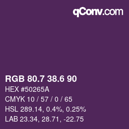 カラーコード: RGB 80.7 38.6 90 | qconv.com