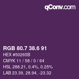 カラーコード: RGB 80.7 38.6 91 | qconv.com