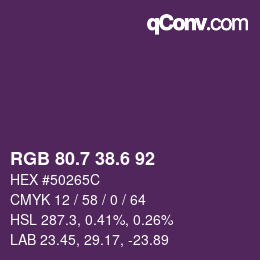 カラーコード: RGB 80.7 38.6 92 | qconv.com