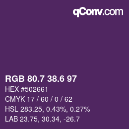 カラーコード: RGB 80.7 38.6 97 | qconv.com