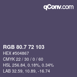 カラーコード: RGB 80.7 72 103 | qconv.com