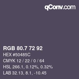 カラーコード: RGB 80.7 72 92 | qconv.com