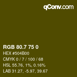 カラーコード: RGB 80.7 75 0 | qconv.com