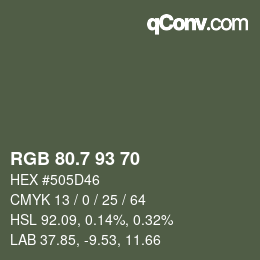 カラーコード: RGB 80.7 93 70 | qconv.com