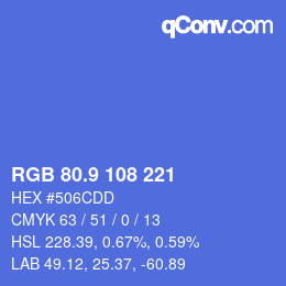 カラーコード: RGB 80.9 108 221 | qconv.com