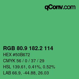 カラーコード: RGB 80.9 182.2 114 | qconv.com