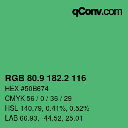 カラーコード: RGB 80.9 182.2 116 | qconv.com