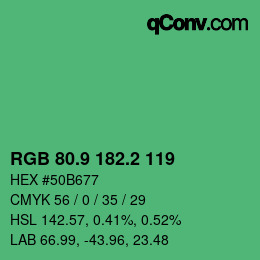 カラーコード: RGB 80.9 182.2 119 | qconv.com