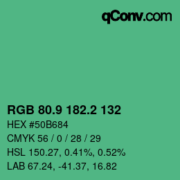 カラーコード: RGB 80.9 182.2 132 | qconv.com