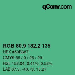 カラーコード: RGB 80.9 182.2 135 | qconv.com