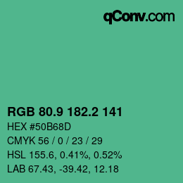 カラーコード: RGB 80.9 182.2 141 | qconv.com